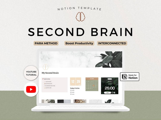 Second Brain Notion Template - Notion Dashboard + All-In-One Life Organization System